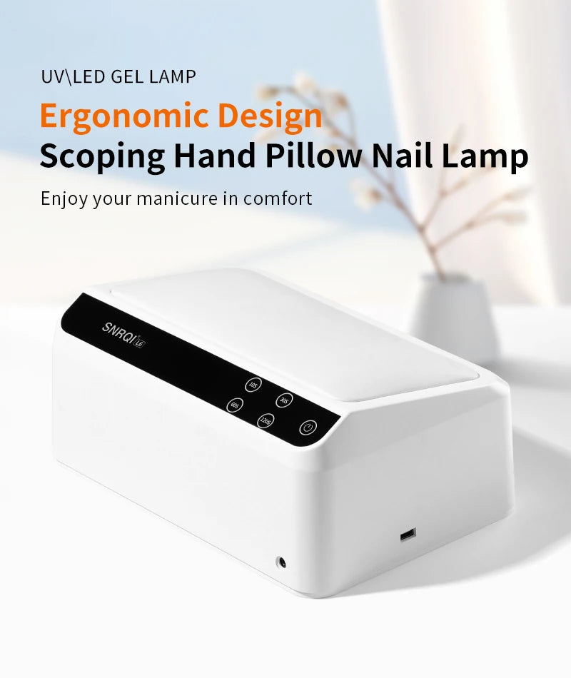 72W Slope Pillow Nail Lamp 66 Beads UV LED Lamp Mirror Base Design Cure All Gels Nail Lamp for Manicure with Free Hand Pillow