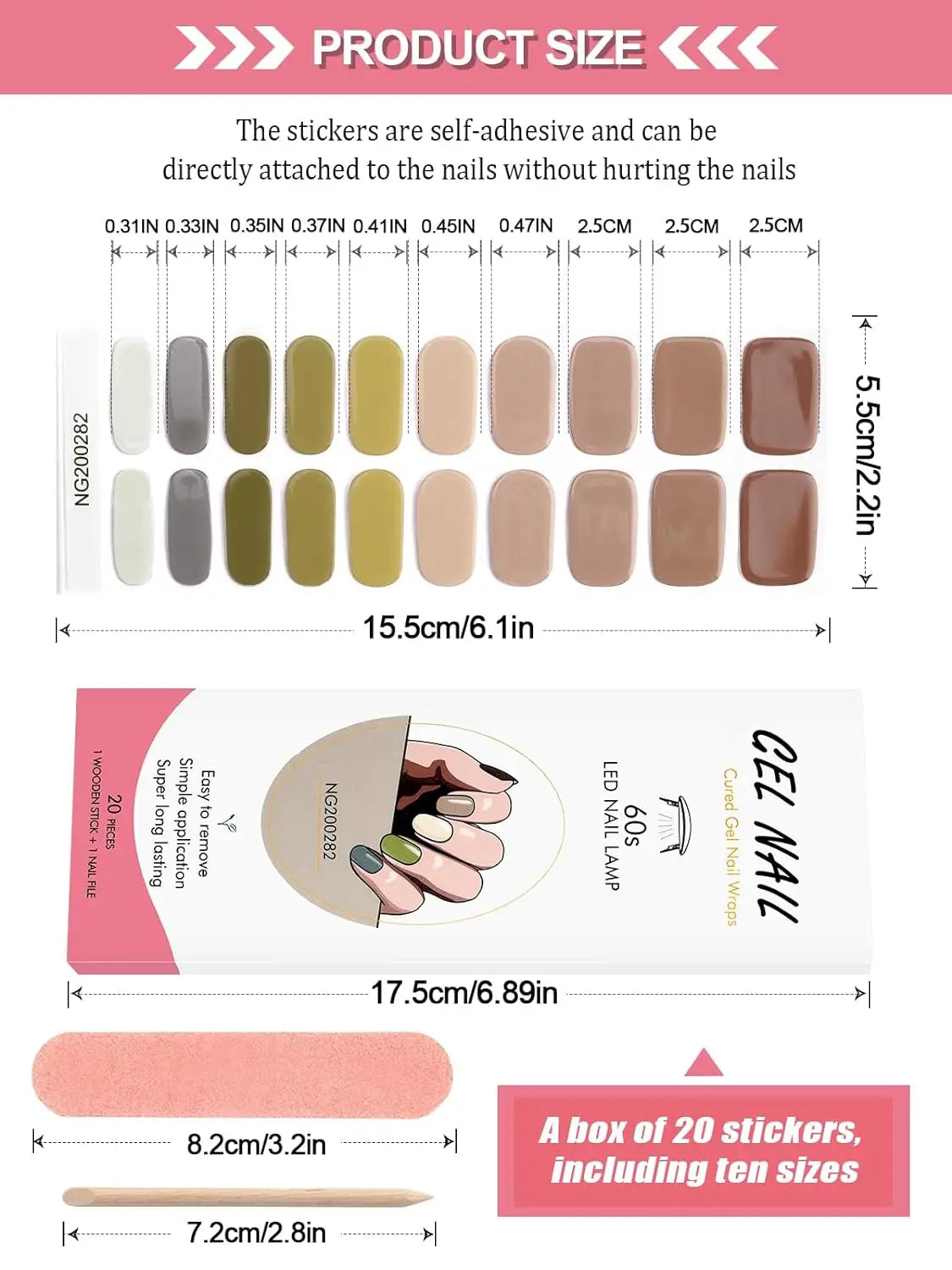 16/20/22Tips Semi-Cured Gel Nail Wraps Full Cover Manicure DIY Waterproof Long Lasting Gel Nail Stickers set for UV Lamp Need
