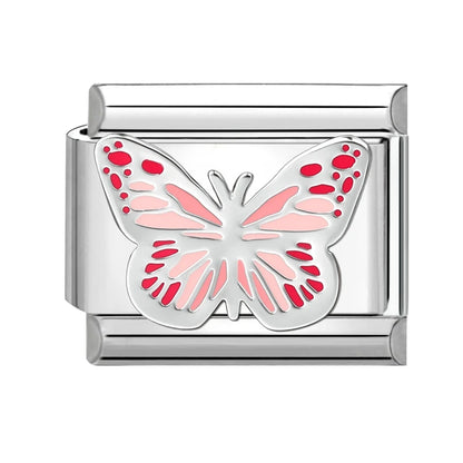 Fashion Drip Glaze Blue Eyes Colorful Butterfly Italian Charm Links Fit 9mm Stainless Steel Bracelet Jewelry DIY Making Beads