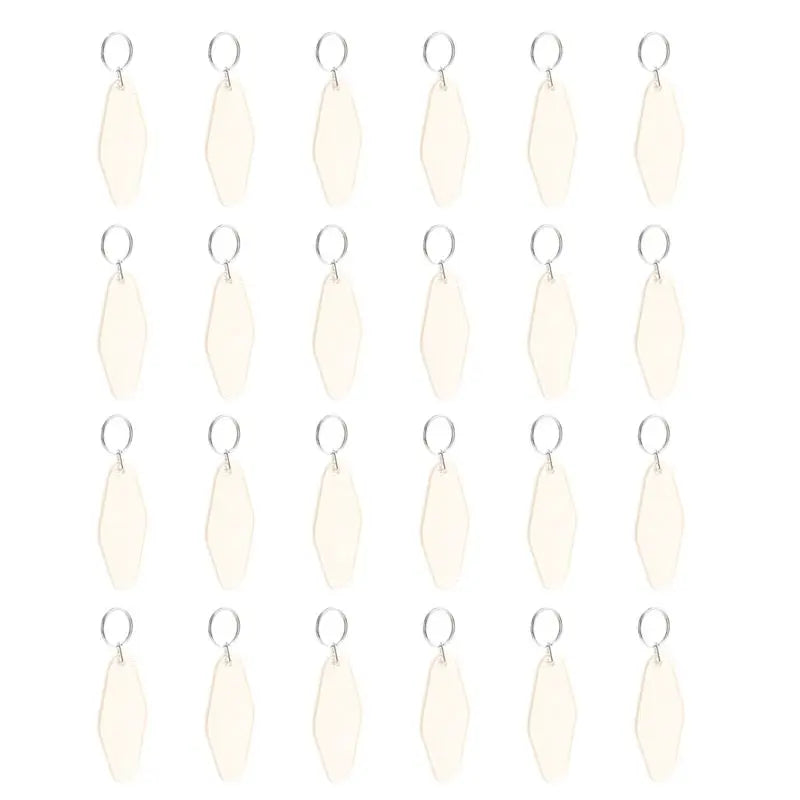 A84E-24 Pcs Vintage Motel Keychain DIY Blank Hotel Keychains Heat Transfer Blank Keychains Bulk Sublimation