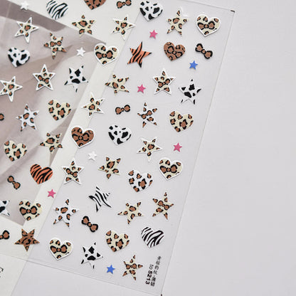 Autumn Winter Leopard Print Bow Nail Art Stickers 3D Thin Tough Nail Sticker Cute Bow Self Adhesive Nails Decorations Decals DIY