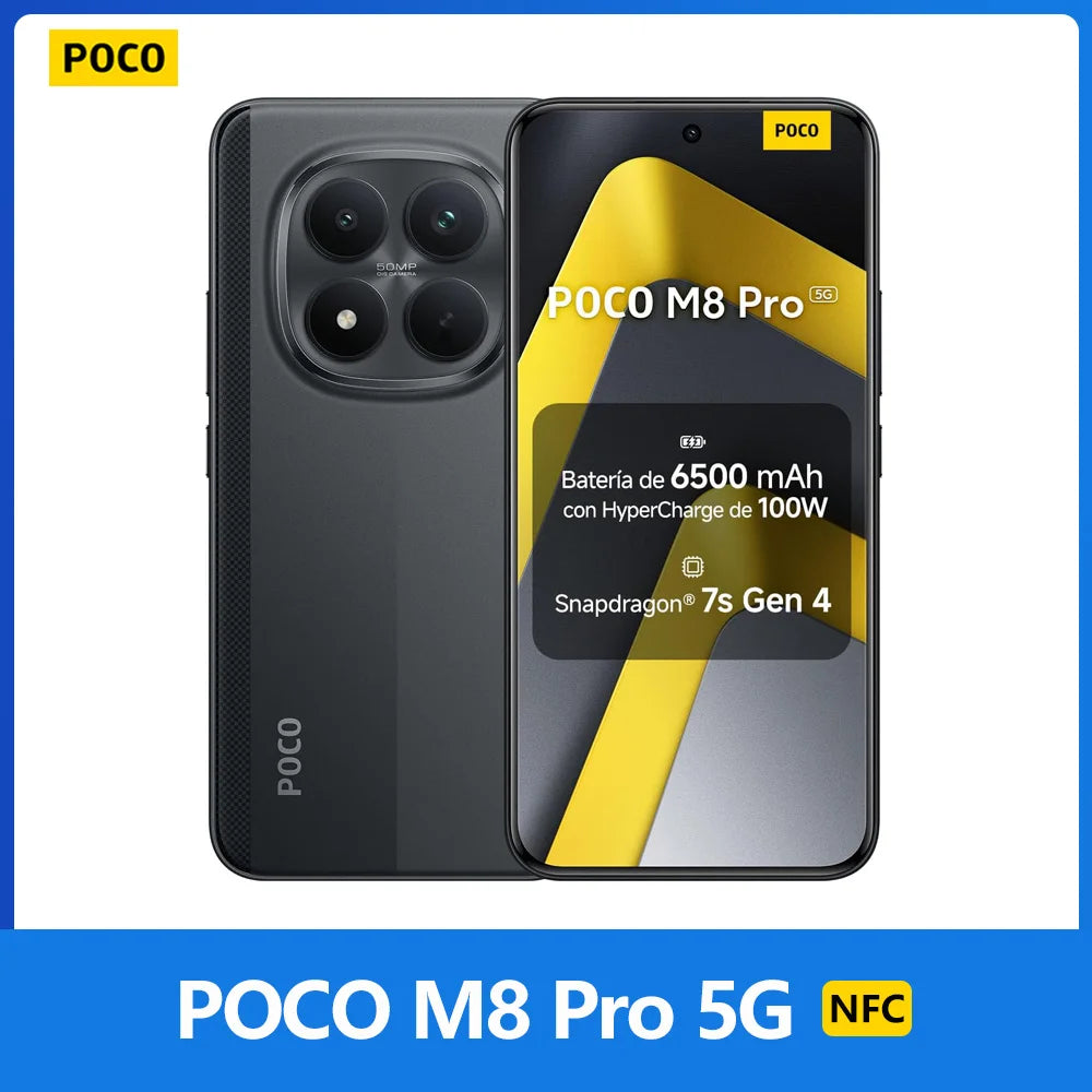 POCO M8 Pro 5G, NFC, 6.83" CrystalRes 1.5K AMOLED Display, Snapdragon® 7s Gen 4, 50 MP Camera, 6500 mAh Battery, IP68