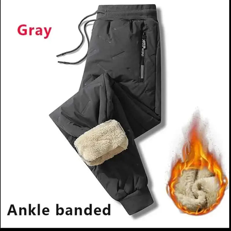 Winter Sweatwear Men Plush Thick Fleece Sweatpant Lambswool Thermal Trousers Casual Pants Waterproof Windproof Warm Pants