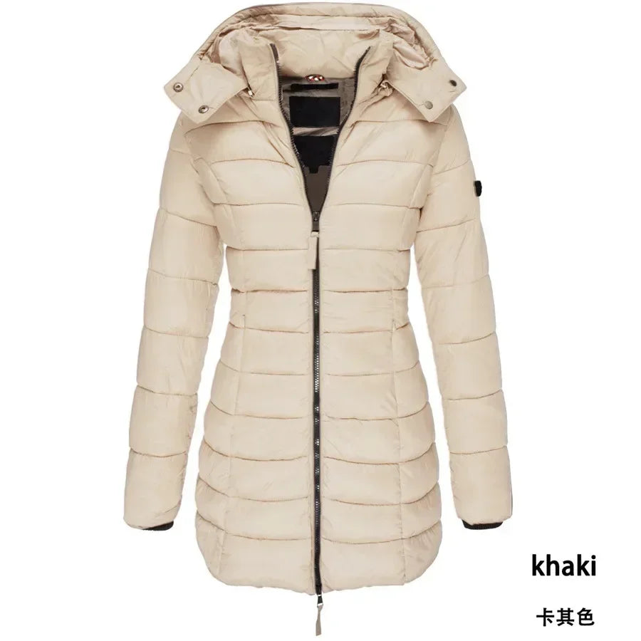 Winter Korean New Women's Cotton Padded Clothes Women's Medium Long Slim Cotton Padded Jacket Warm Down Cotton Padded Jacket