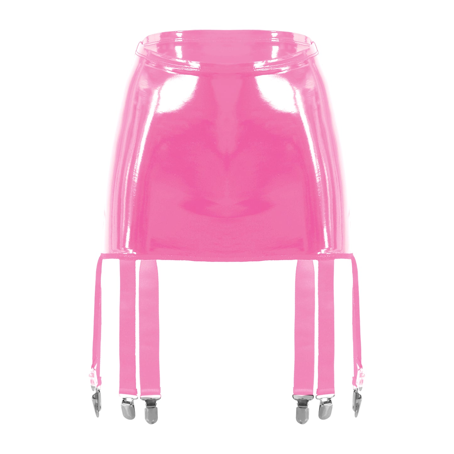 Women's Garter Straps Pencil Skirts Patent Leather Wet Look Garter Belt Short Mini Skirts with Buckle Clips Sexy Clubwear Party