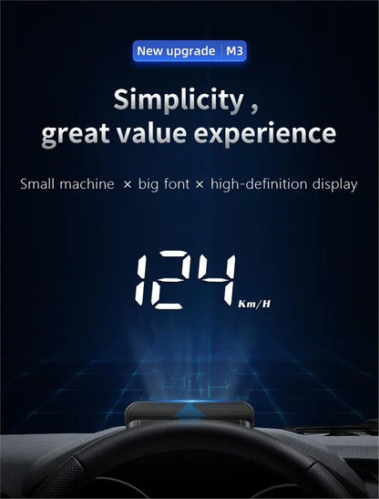 M3 OBD2 HUD / M1 GPS Head Up Display Auto Projection GPS Speedometer Digital Car Accessories Glass Projector Display HUD Alarm