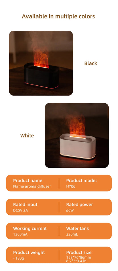 Air Humidifier Essential Oils Diffuser Flame Aroma Humidifier Home Automatic Fragrance Mist Maker With RGB Light