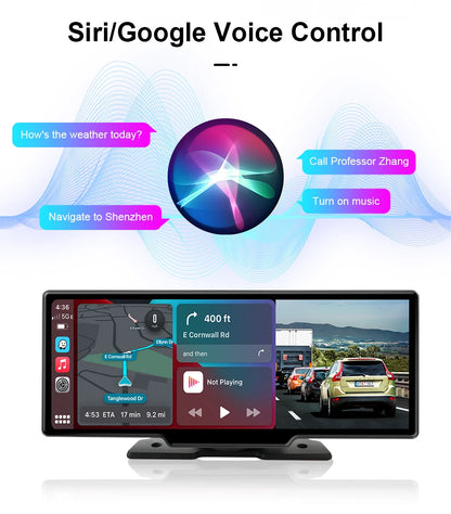 7/10.26" Wireless Carplay Screen for Car,5G Wifi Dash Cam 4K Car DVR,Android Auto Dual Lens GPS Navigation Video Recorder,FM AUX
