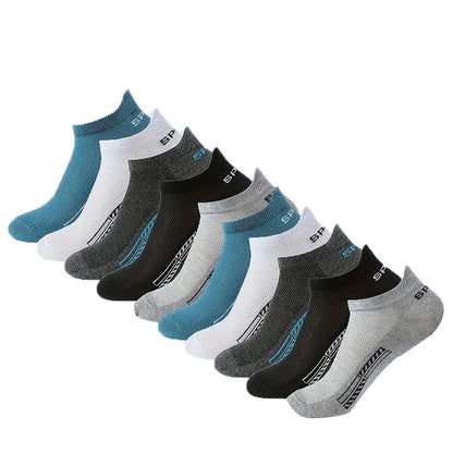 5/10/20 Pairs Men Solid Color Shallow Mouth Socks Spring Summer Mesh Breathable Odor Proof Sweat Absorbing Casual Boat Socks
