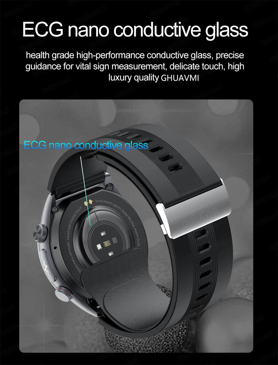 Sapphire Glass AMOLED Blood Pressure Smart Watches ECG Blood Oxygen Blood Pressure Air Pump Sport Health Tracking Smartwatch NFC