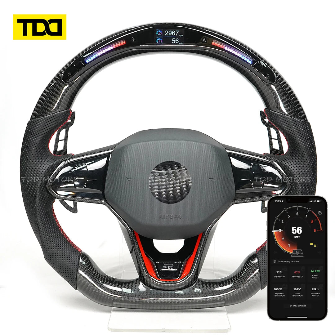 TDD Carbon Fiber Steering Wheel Magnetic Paddle Shifter for Volkswagen Golf 8 MK8 CC GTI R Car Modified Interior