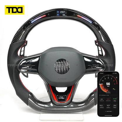 TDD Carbon Fiber Steering Wheel Magnetic Paddle Shifter for Volkswagen Golf 8 MK8 CC GTI R Car Modified Interior