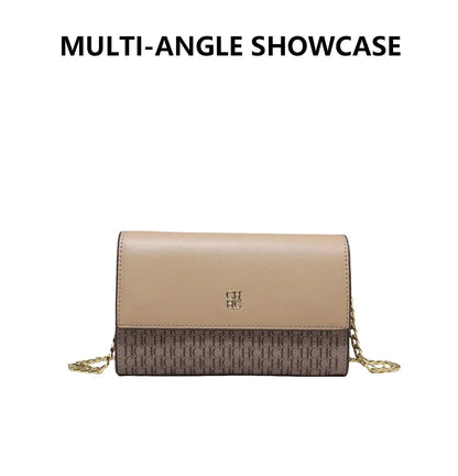 CH Women Crossbody Bag Splicing Letter Print Metal Chain Shoulder Purse PU Leather Flap Small Ladies Evening Clutch Handbag Gift