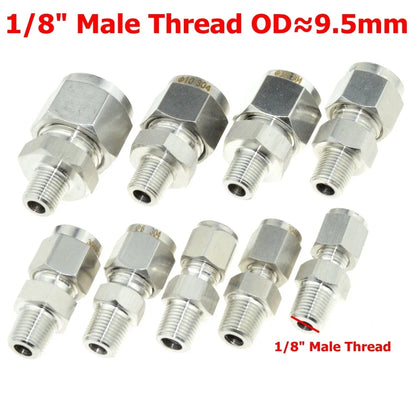 SS 304 Double Ferrule Compression Connector 8mm 10mm 12mm 1/4 1/2 Tube 1/8 1/4" 1/2" Male NPT BSP Stainless Steel Pipe Fitting