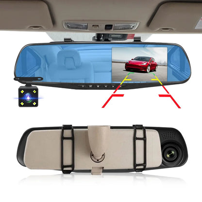 4.3 Inch 1080P Night Vision Camera Dual Lens DVR  Rearview Mirror Dashcam Car Dvr Dash Camera Car Video Recorder Auto Bluck Box