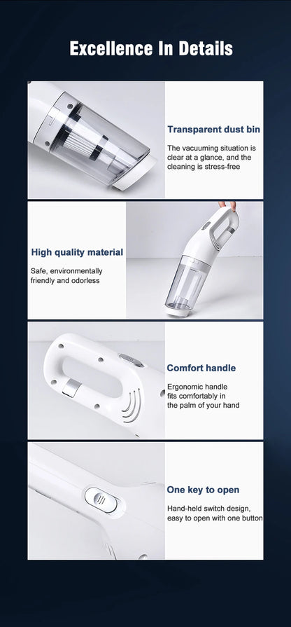 Vacuum Cleaner Portable Wireless Hand Held Cleaner Powerful Cleaning Machine Car Home Appliance for Dust Pet Hair