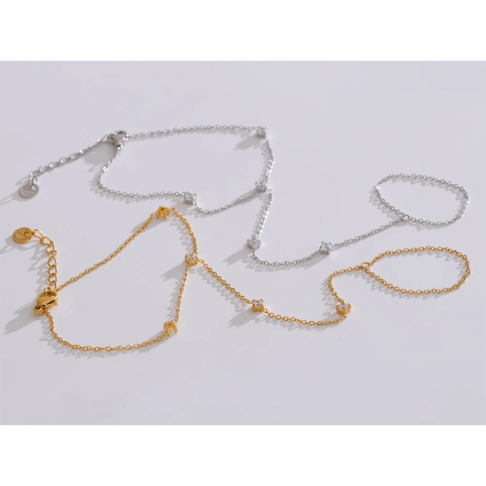 Yhpup Trendy Stainless Steel Zircon Beads Back of Hand Chain Finger Bracelet Fashion Chic Sexy Jewelry Waterproof Wholesale Gift