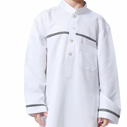 Muslim Saudi Arab Boys Robe Kids Abaya Kaftan Prayer Islam Ramadan Clothing Long Sleeve Thobe Middle East Teenage Dress Dubai