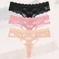 3Pcs Lace Sexy Thongs Women Low-Rise Briefs Sexy Soft Ladies Underwear Trendy Floral Underpants Female Flowery Panty Lingerie
