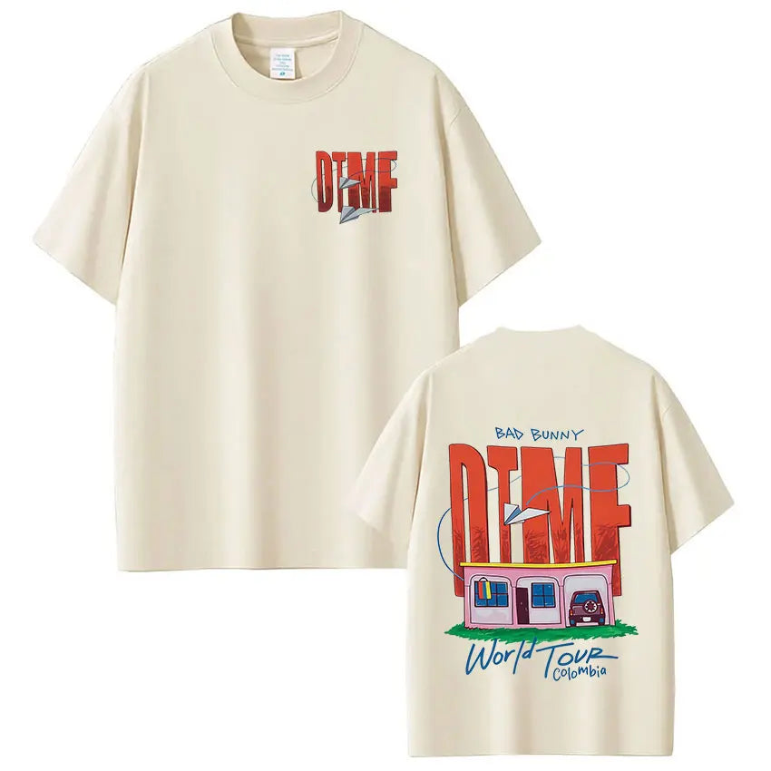 Rapper Bad Bunny T-shirt Debi Tirar Mas Fotos DTMF World Tour T Shirts Men's Women Fashion Vintage Hip Hop T-shirts Streetwear