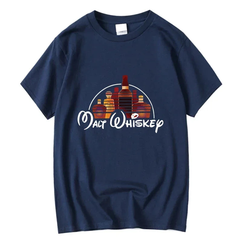 Summer Men T-shirt Cotton Blend Funny Malt Whiskey Print Summer Loose O-neck Cool T Shirt for Men Short Sleeve T-shirt Male Tee