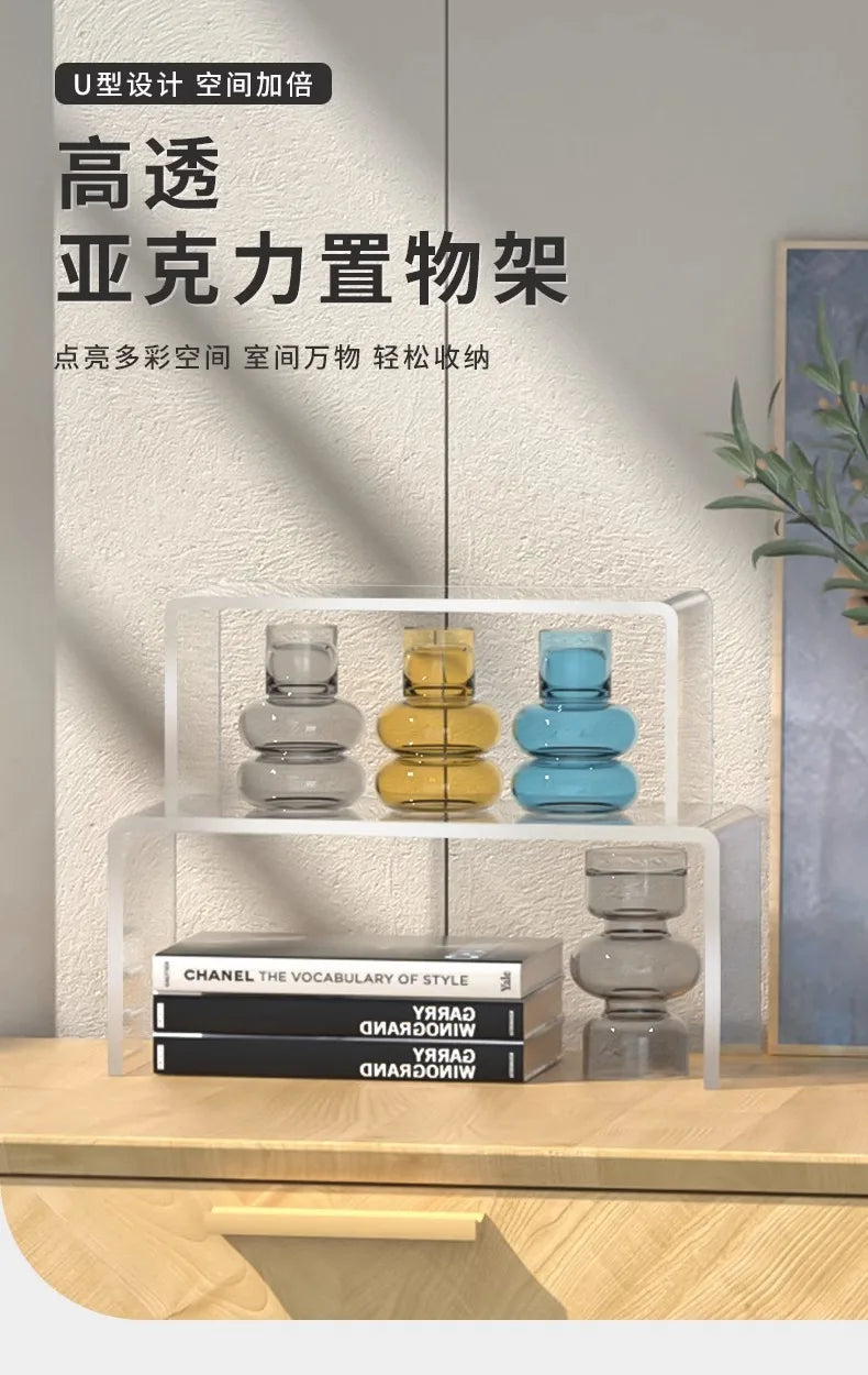 5mm Thick Acrylic Clear Storage Rack Desktop Display Cosmetics Storage Table Elevated Partition Board Toy Perfume Storage Rack