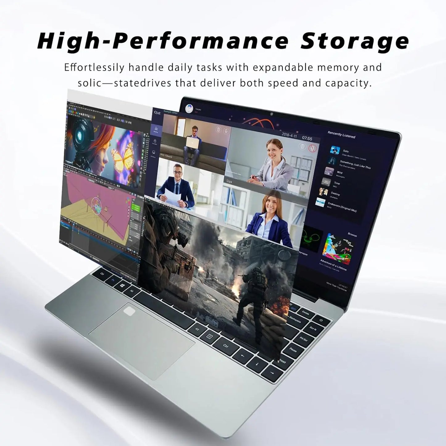 LENO Large-Screen 15.6" Laptop 32GB RAM 2TB SSD Intel 6500Y Office Windows11 Notebook 5000mAh Gamer PC with Backlit Fingerprint
