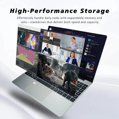 LENO Large-Screen 15.6" Laptop 32GB RAM 2TB SSD Intel 6500Y Office Windows11 Notebook 5000mAh Gamer PC with Backlit Fingerprint