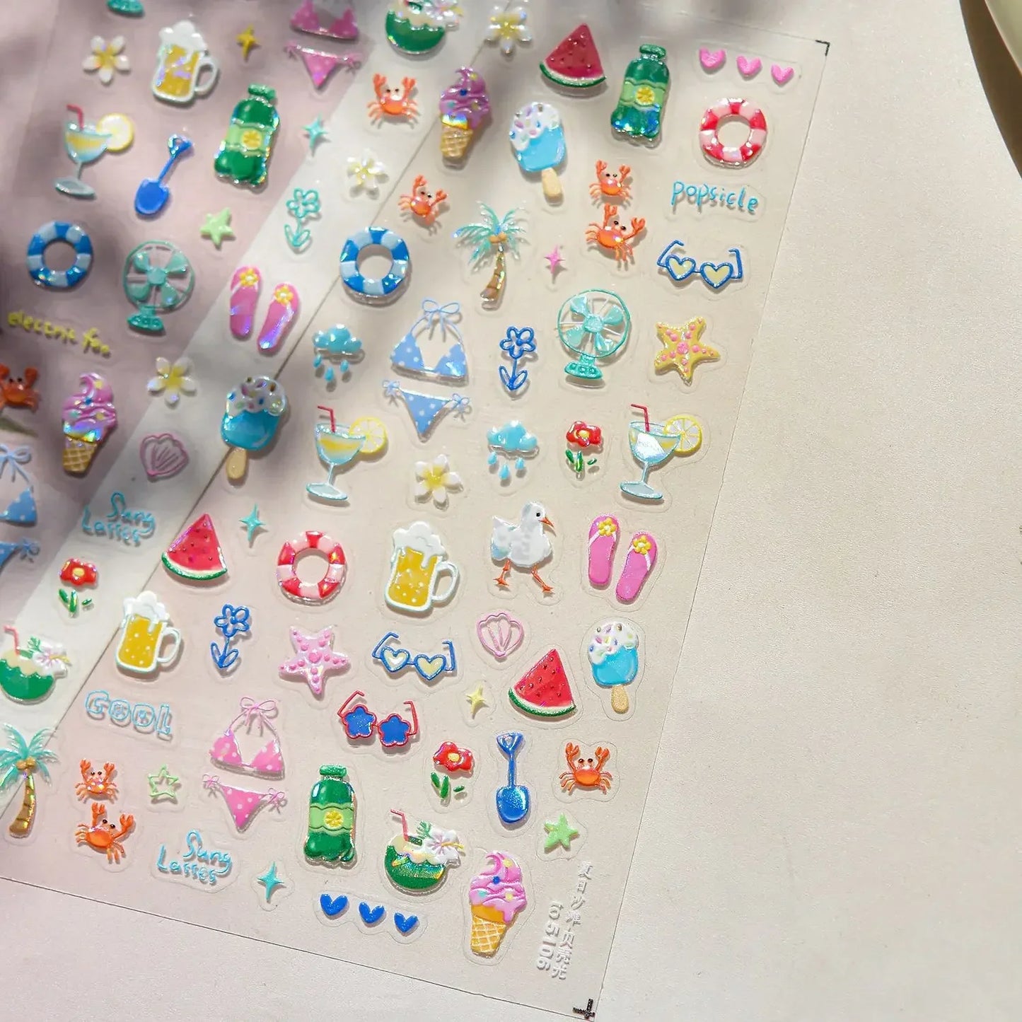 Ocean Shell Starfish Shell Conch Whale Dolphin Seahorse Coconut Tree Water Bubbles Self Adhesive Nail Art Sticker Manicure Decal