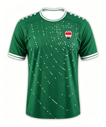 2026 Iraq Style Football Jersey Quick Dry Breathable Green White Fans Casual Outdoor Sports Streetwear T-shirt