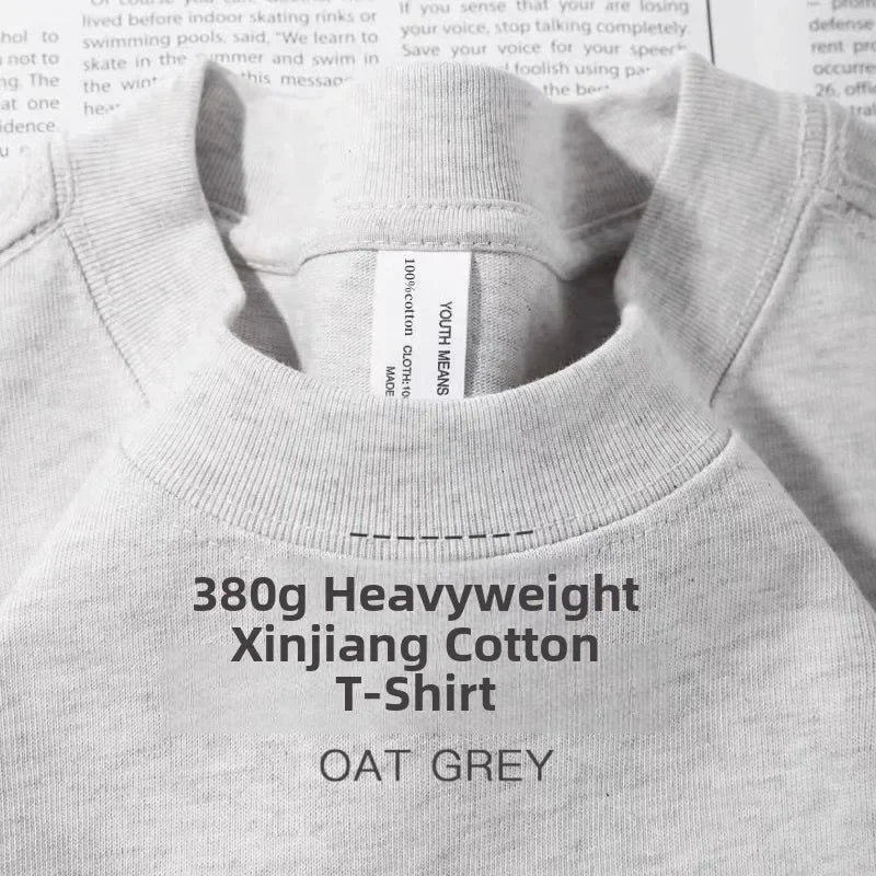 300g Cotton T Shirts Men Short Sleeved Heavyweight Summer Round Neck Loose Breathable Shirt for Men Women Basic Tee