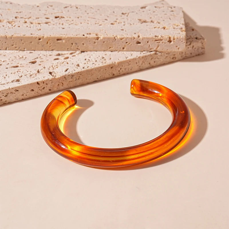 Fashion Unique Irregular Acrylic Cuff Bracelets for Women Simple Texture Multicolor Geometric Open Bangle Female Jewelry