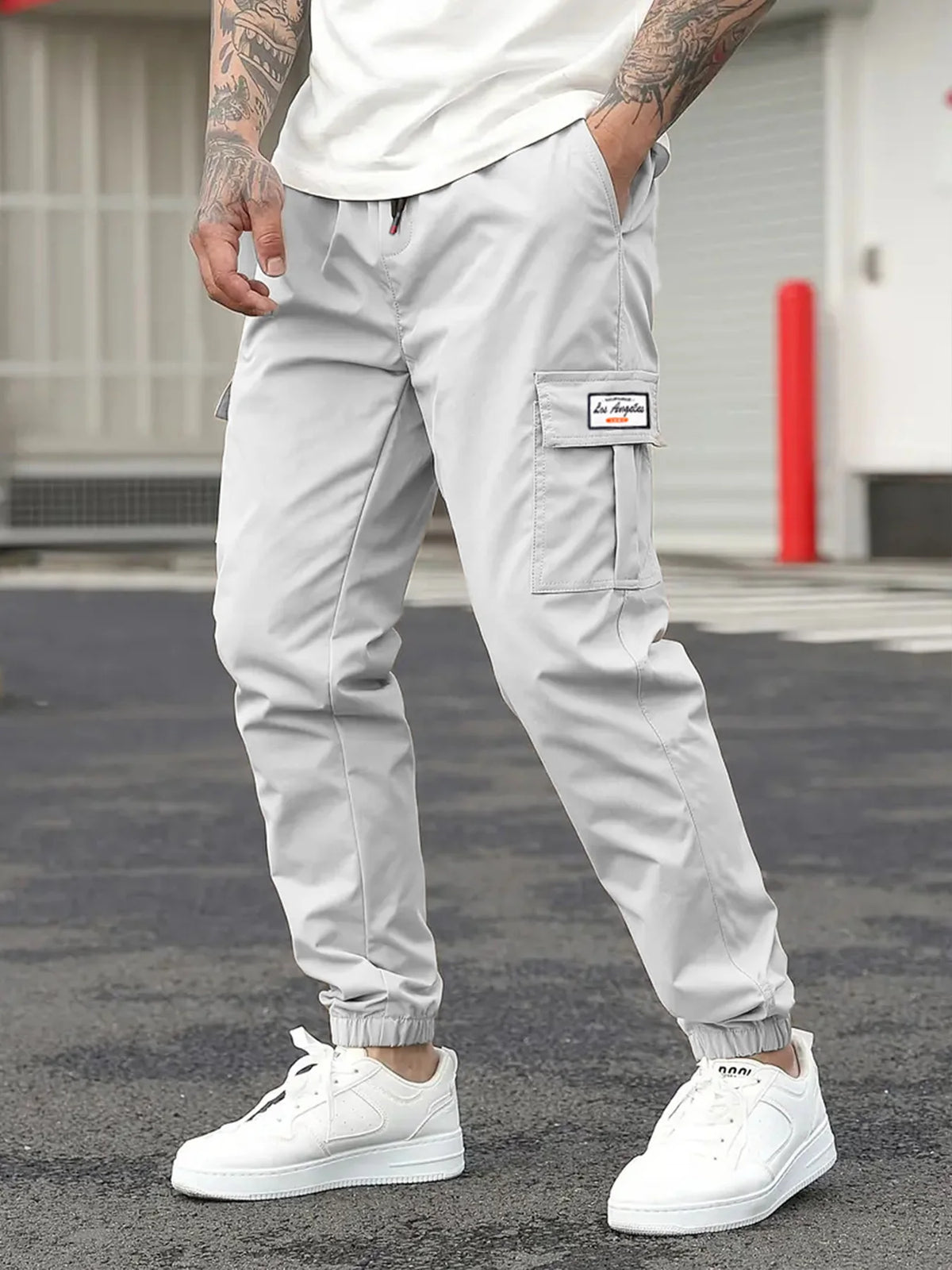 Spring Men's Casual Cargo Pants Men Outdoor Jogging Elastic Waist Drawstring Sweatpants Loose Overalls Trousers Clothing