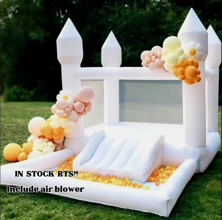 Inflatable Bounce House 5.6*3.3*3M White Jumping Castle For Kids Bouncy Castle Withe For Kids Outdoor Toys With Blower Slide