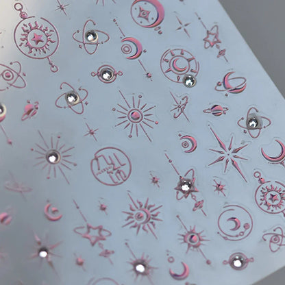 Grid Patterned Star Bowknot Cherry Polka Dot Line Colorful Geometric Five-pointed Star Adhesive Nail Art Sticker Manicure Decal