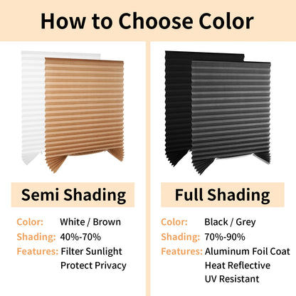 No Drill Blinds Stick on Curtains Blinds for Bedroom Kitchen Bathroom Windows Light Filtering Privacy Protection with Clips
