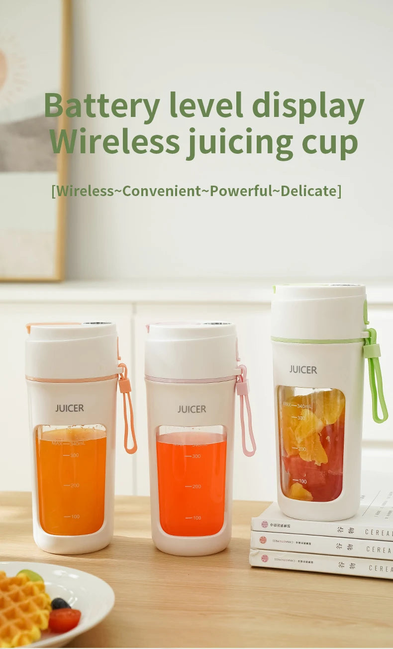 Digital Display Portable Juicer Cup USB Charging Juice Cup Home Multi-functional Automatic Fruit Blender Bottle For Home Kitchen