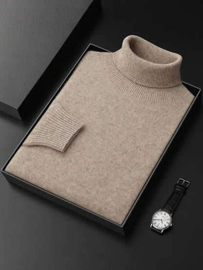 Men's Turtleneck 100% Cashmere Sweater Autumn Winter Basic Long Sleeve Pullover Cashmere Knitwear Soft Warm Comfy Clothing