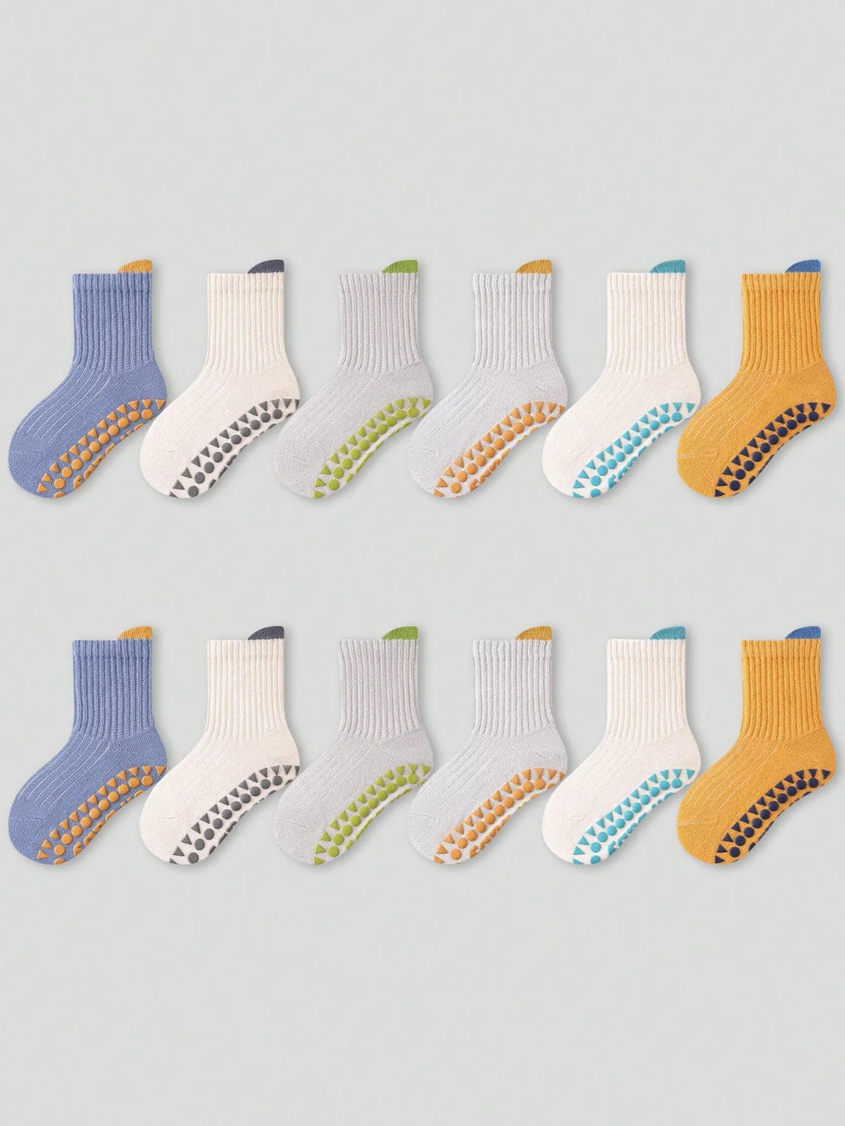6 Pairs of Baby Floor Socks, Newborn Non-Slip Dotted Indoor Soft All-Season Baby Loose-Top Socks for Boys and Children