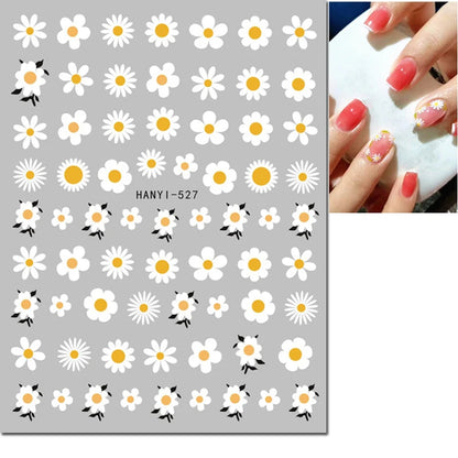 3d Nail Art Decals Elegant White RoyalBlue Roses Flowers Adhesive Sliders Nail Stickers Decoration For Nail Manicure