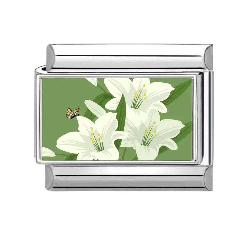 2025 Women's Fashion Colorful Flowers Oil Painting Style Series Italian Charms Fit 9mm Stainless Steel Bracelet DIY Jewelry Gift