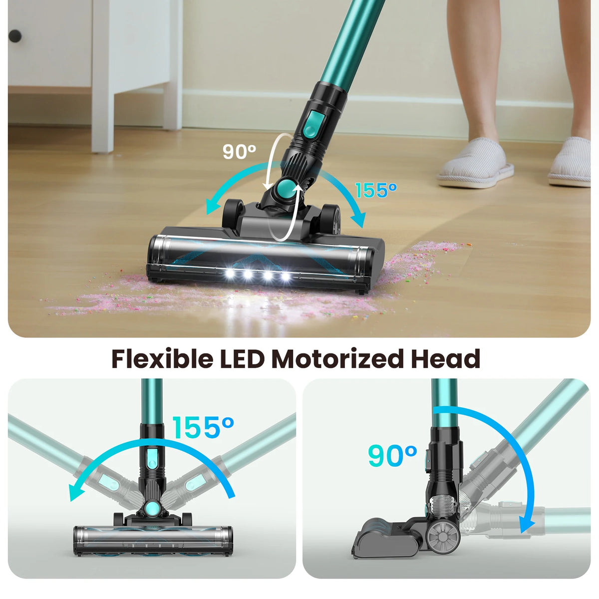 N3T Cordless Stick Vacuum 6 in 1 Handheld Vacuum Cleaner with LED Brush 40 Mins Runtime Self Standing for Pet Hair Hard Floor Carpet