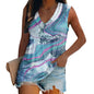 Summer New Gradient 3D Print Tank Top Women Fashion Casual V-Neck Sleeveless Camisoles Off Shoulder Vest Y2k Tops Woman Clothing
