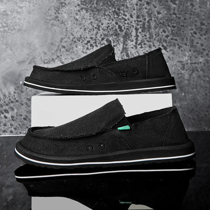 2025 New Spring Handmade Canvas Casual Men Shoes Design Fashion Sneakers Man Loafers Breathable Low Top Flat Shoes Soft Driving