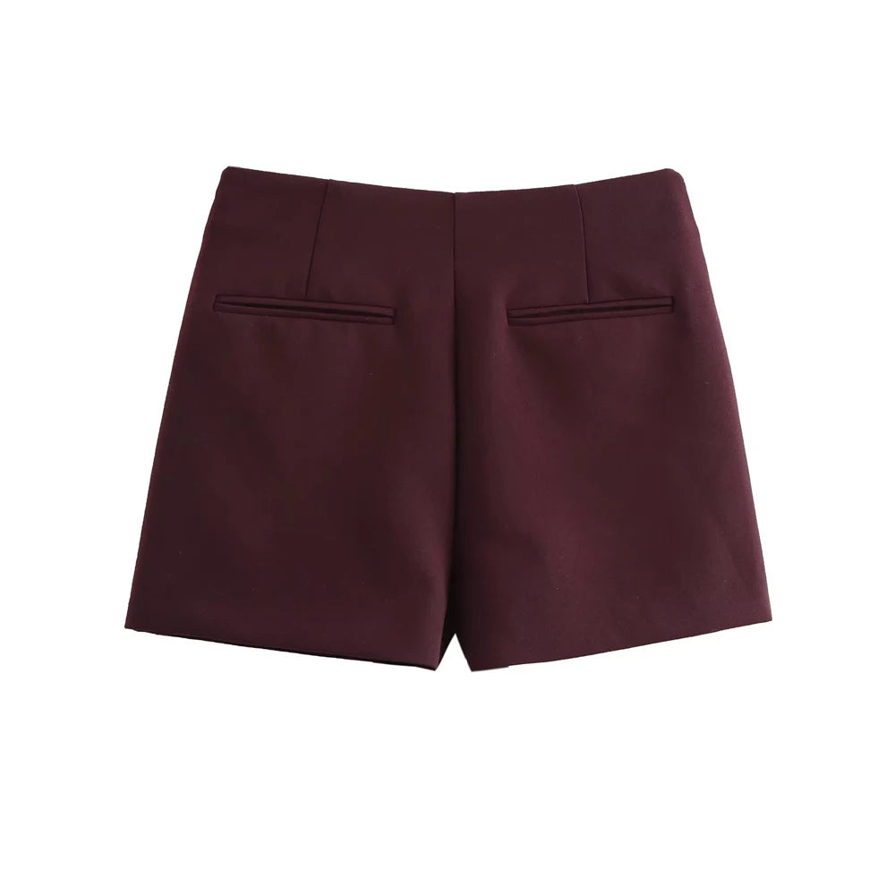 High Waist Solid Skort for Women Fashion Side Zipper Female Shorts Skirts Mujer