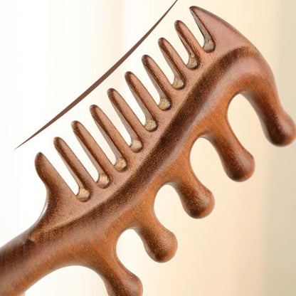 1Pcs Golden Silk Sandalwood Narrow Dual-purpose Comb Care Scalp Comb Gua Sha Meridian Dredging Hairdressing Tool
