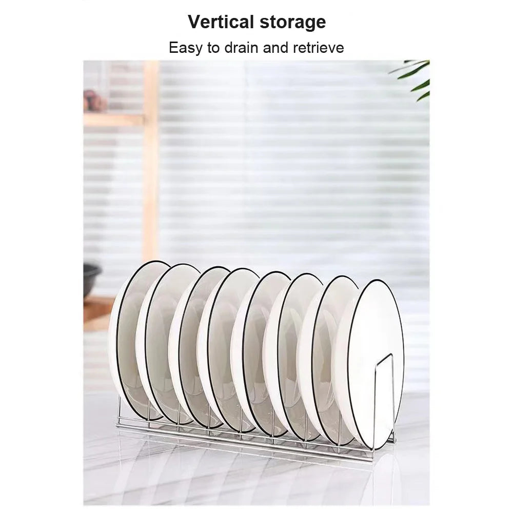 Stainless Steel Dish Draining Rack Multipurpose Silver Plates Storage Rack Space Saving Bowls Plates Drainer Holder Kitchen