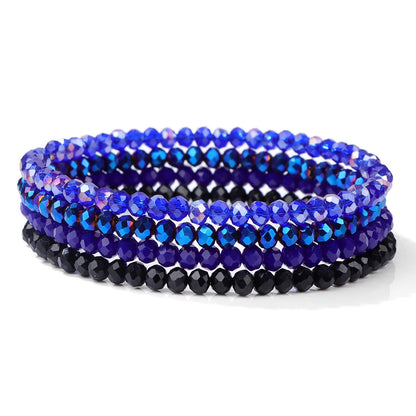 4Pcs/set Shinning Crystal Beads Elastic Bracelet Bohemian Faceted Colorful Crystal Glass Beaded Bracelet Bangles Set For Women