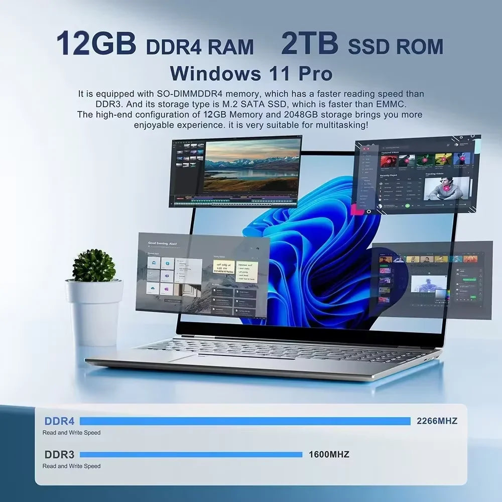 2026 Portable Windows 11 Pro Laptops Intel Core I7 8650U 16GB RAM 1TB SSD Office Gamer Study Notebook Computer PC