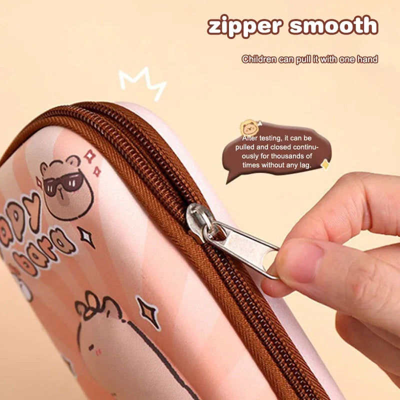 3D Capybara Pencil Case Drop Resistant Waterproof Student School Supplies Large Capacity Multifunctiona Pen Pouch Stationery